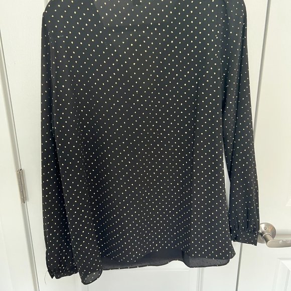 Michael Kors Long sleeve black blouse with gold polka dots and chain NWT - Picture 7 of 7